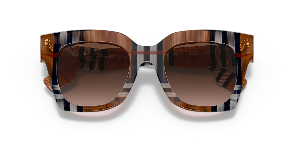 Burberry Sunglasses Kitty 130 Classic Brown Check Plaid Burberry cat eye sunglasses gold and plaid wayfarer style shades main image 2