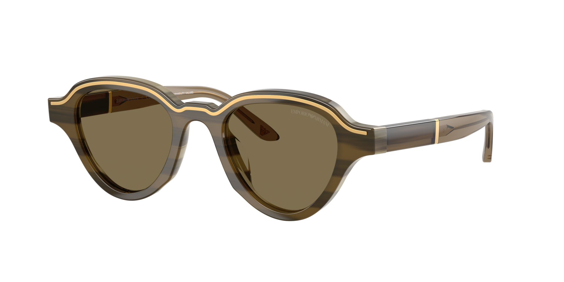 Emporio Armani , Sunglasses, Male, Brown, 47 Mm, Irregular Sunglasses - Image 4