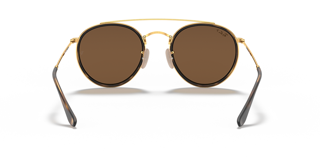 Ray-Ban Round Double Bridge M (51 - 22) with Brown lenses and Gold