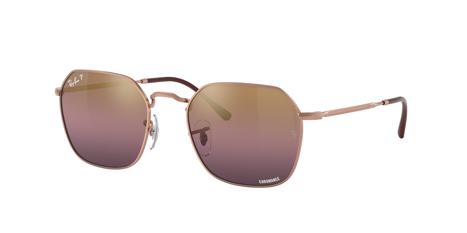 Ray-Ban Unisex Sunglass Jim Polarized+ Lenses -  Frame color: Rose Gold, Lens color: Gold/Red Polarised+