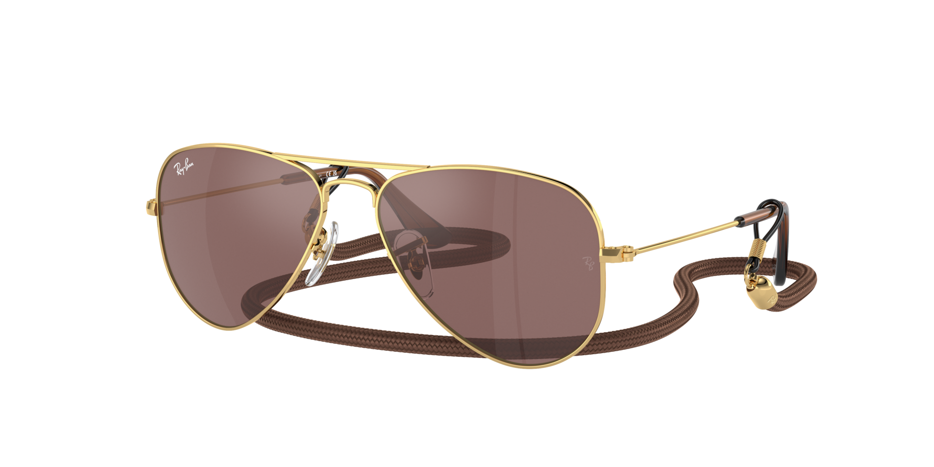 Ray-Ban Unisex Sunglass Aviator Kids -  Frame color: Arista Gold, Lens color: Brown Mirror Silver