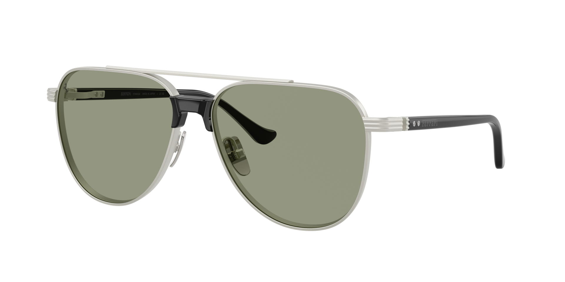 Ferrari Man Sunglass FH1028T -  Frame color: Silver Matte, Lens color: Dark Green/Red