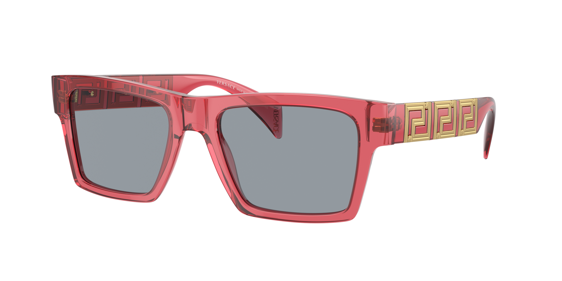 Versace Mann Sunglass VE4445 - Rahmenfarbe: Rot transparent, Linsenfarbe: Grau