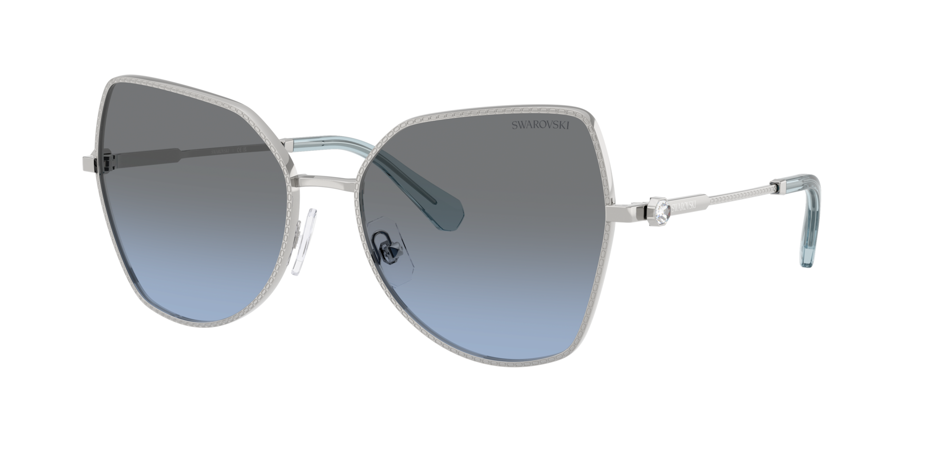 Swarovski Woman Sunglass SK7037 -  Frame color: Silver, Lens color: Blue Gradient Grey