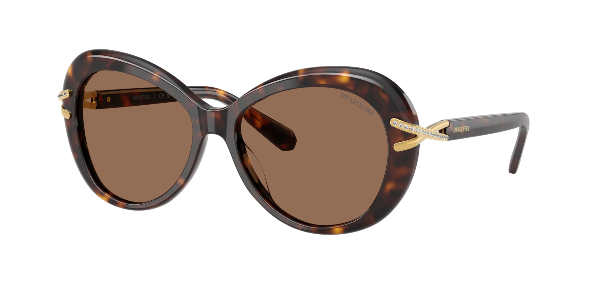 Swarovski Women's Brown Woman Sk6026 100273 Sunglasses Acetate Turtle Butterfly Normal - Image 2