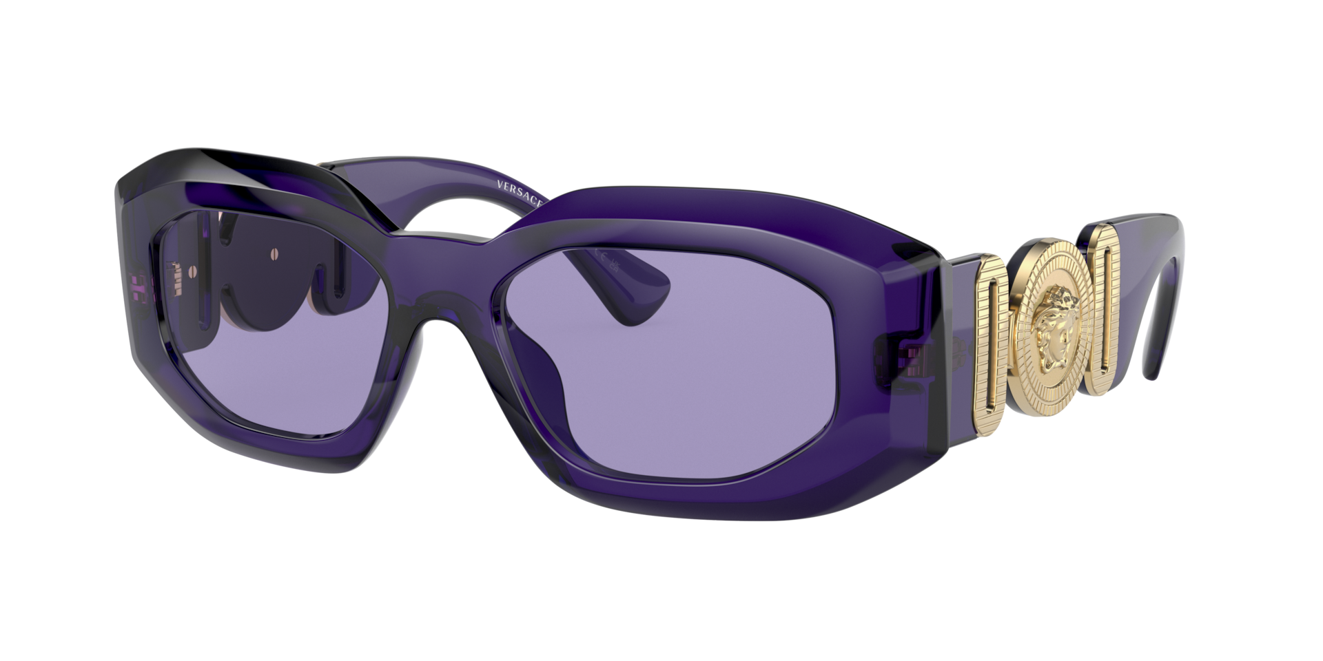 Versace Sunglasses Purple Transparent Biggie Oversized MOD VE 4425U 5419/1A - Image 2