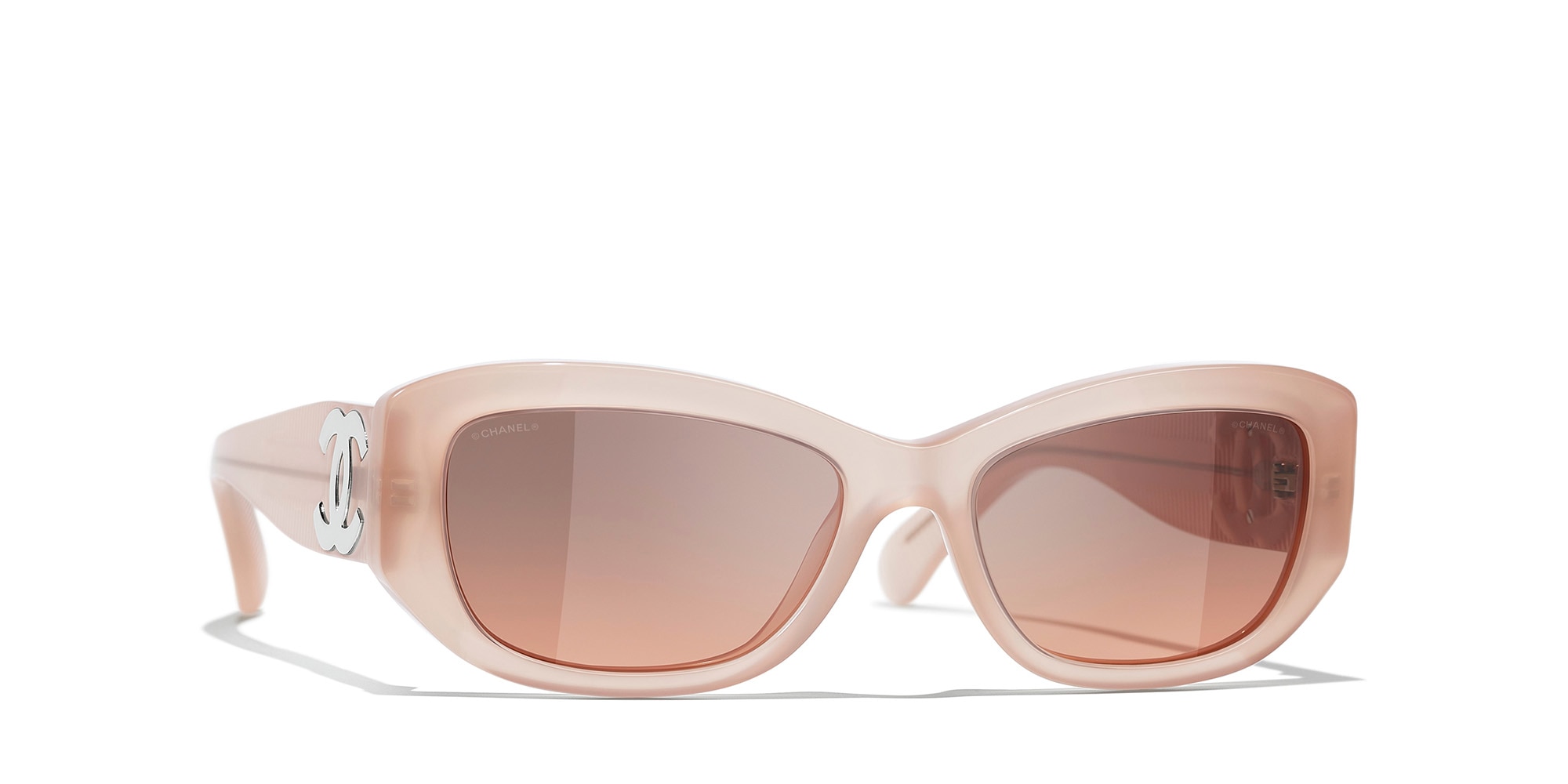 Chanel Woman Sunglass Rectangle Sunglasses CH5493 -  Frame color: Coral, Lens color: Coral