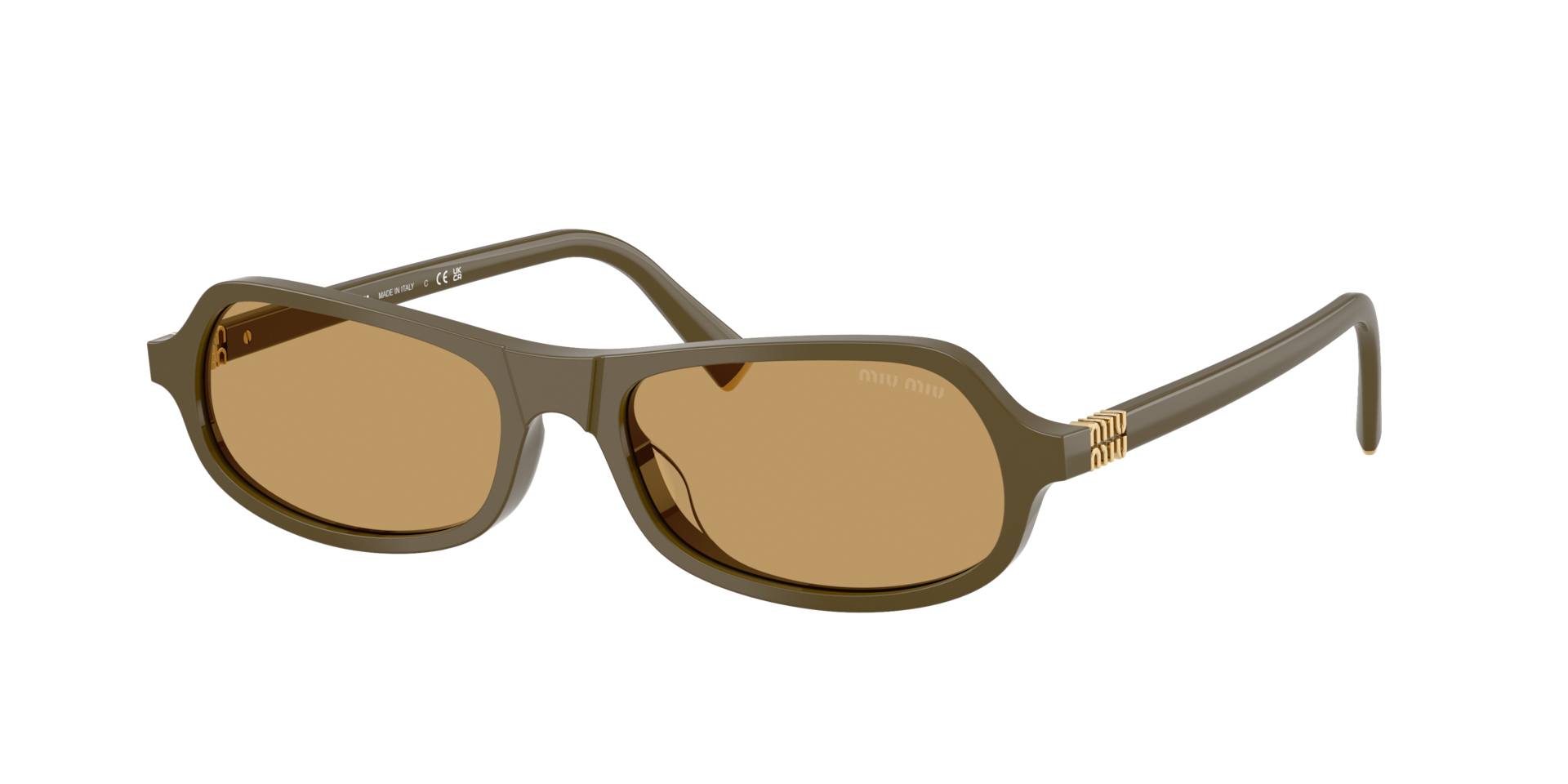 Miu Miu Woman Sunglass MU B10SU - Frame color: Green, Lens color: Brown