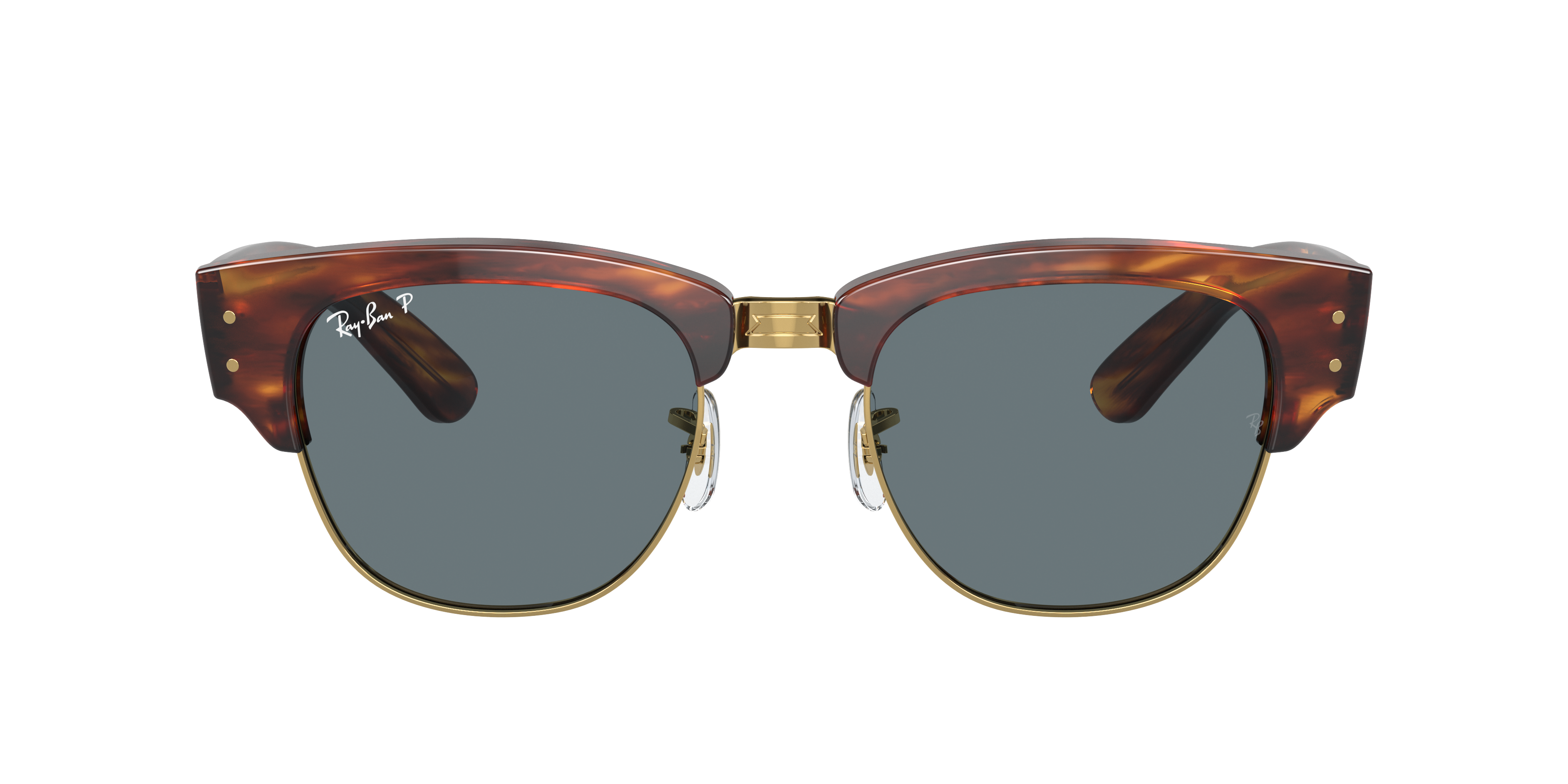 レイバン RayBan MEGA CLUBMASTER Ray-Ban Mega Clubmaster XL (53 - 21) with Blue lenses and Brown