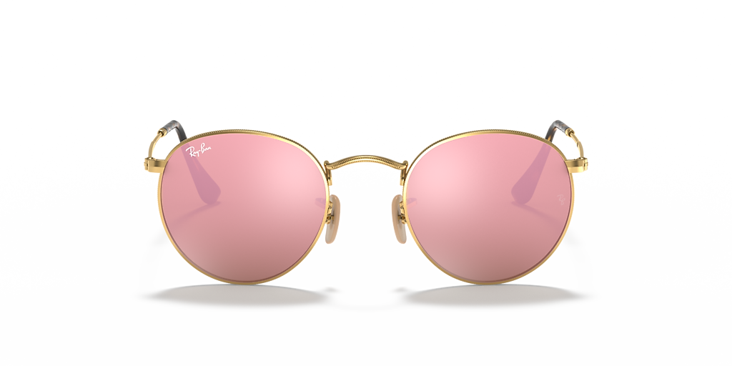 小物 RayBan sunglasses round l pink case Ray-Ban Round Flat Lenses S (50 - 21) with Brown lenses and Gold