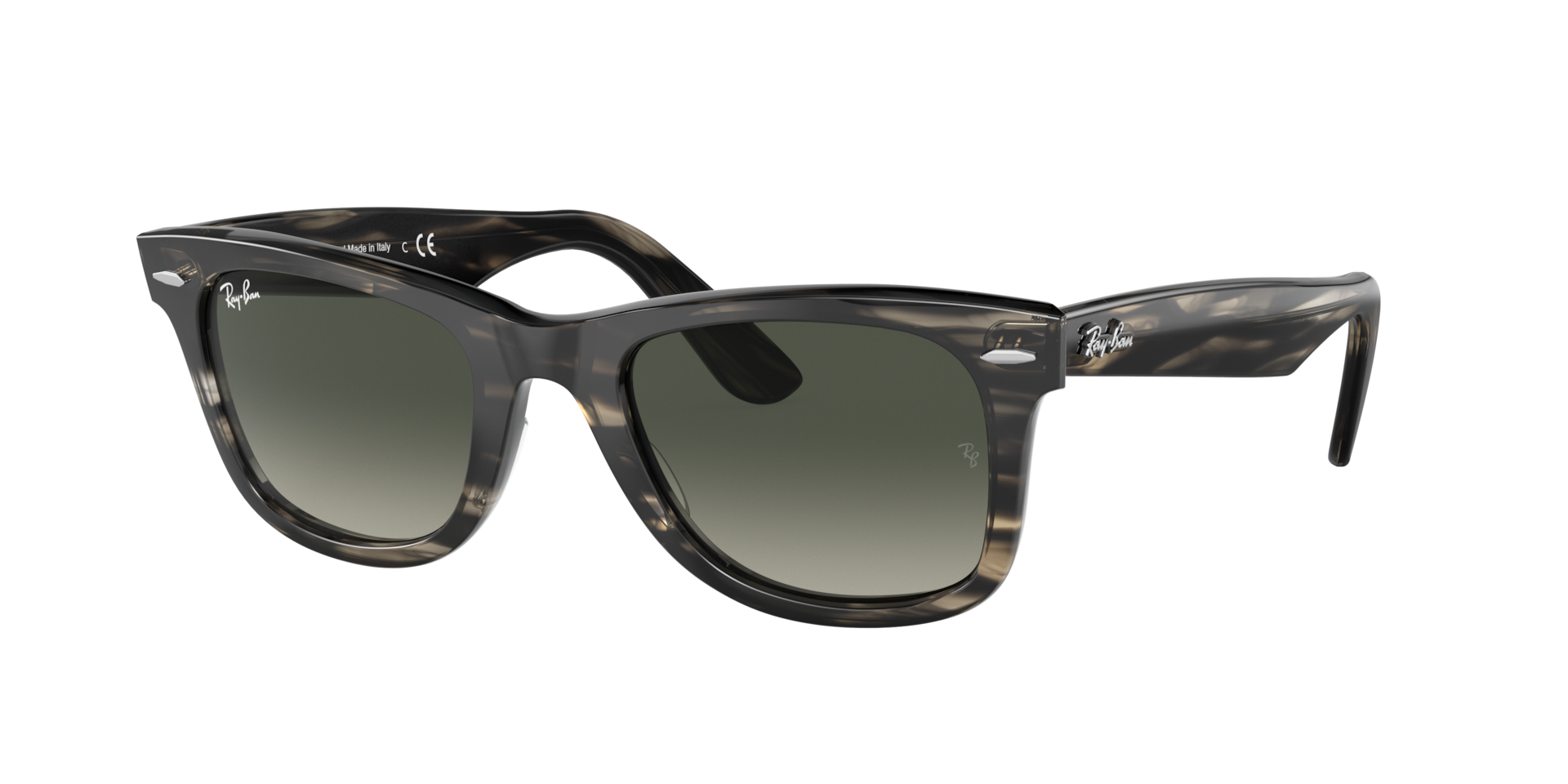 RAY-BAN Unisex Sunglasses Original Wayfarer Bio-Based - Frame color: Striped Grey, Lens color: Gradient Grey