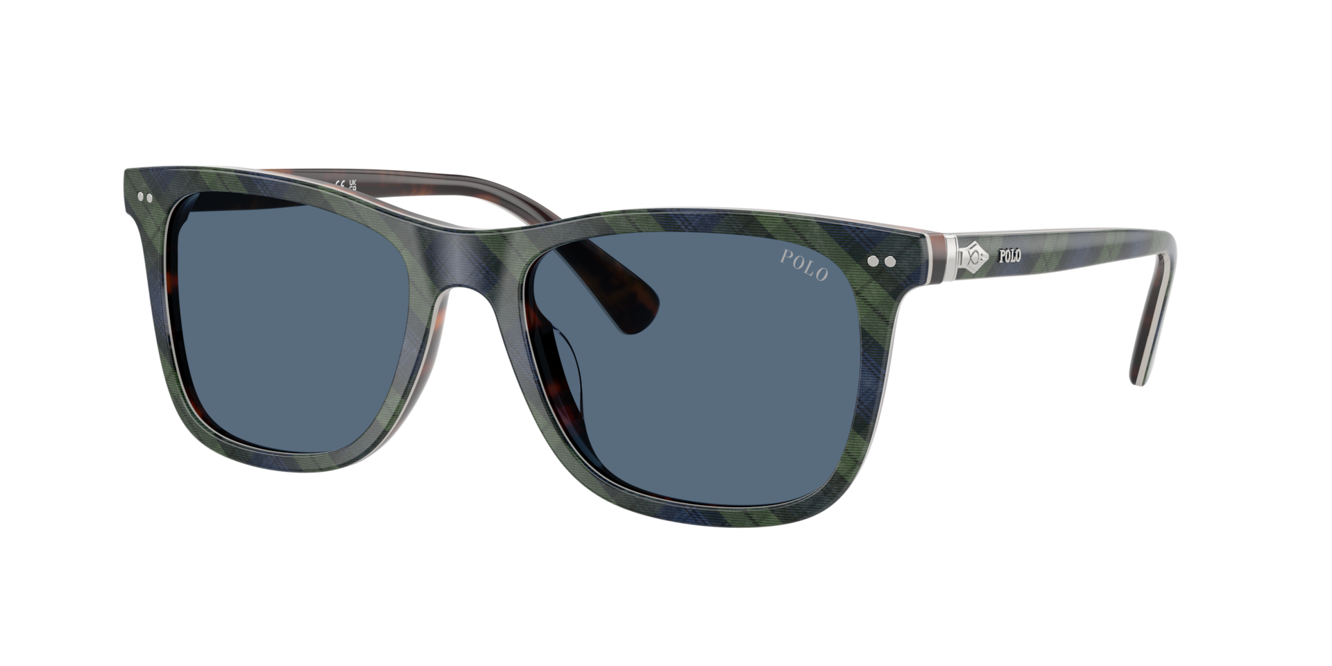 Polo Ralph Lauren Homme Sunglass PH4220U - Couleur du Monture: Bleu/vert tartan brillant, Couleur de Lentille: Bleu foncé