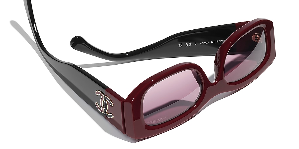 Chanel Rectangle Sunglasses CH5525 M (52 - 19) with Red lenses and
