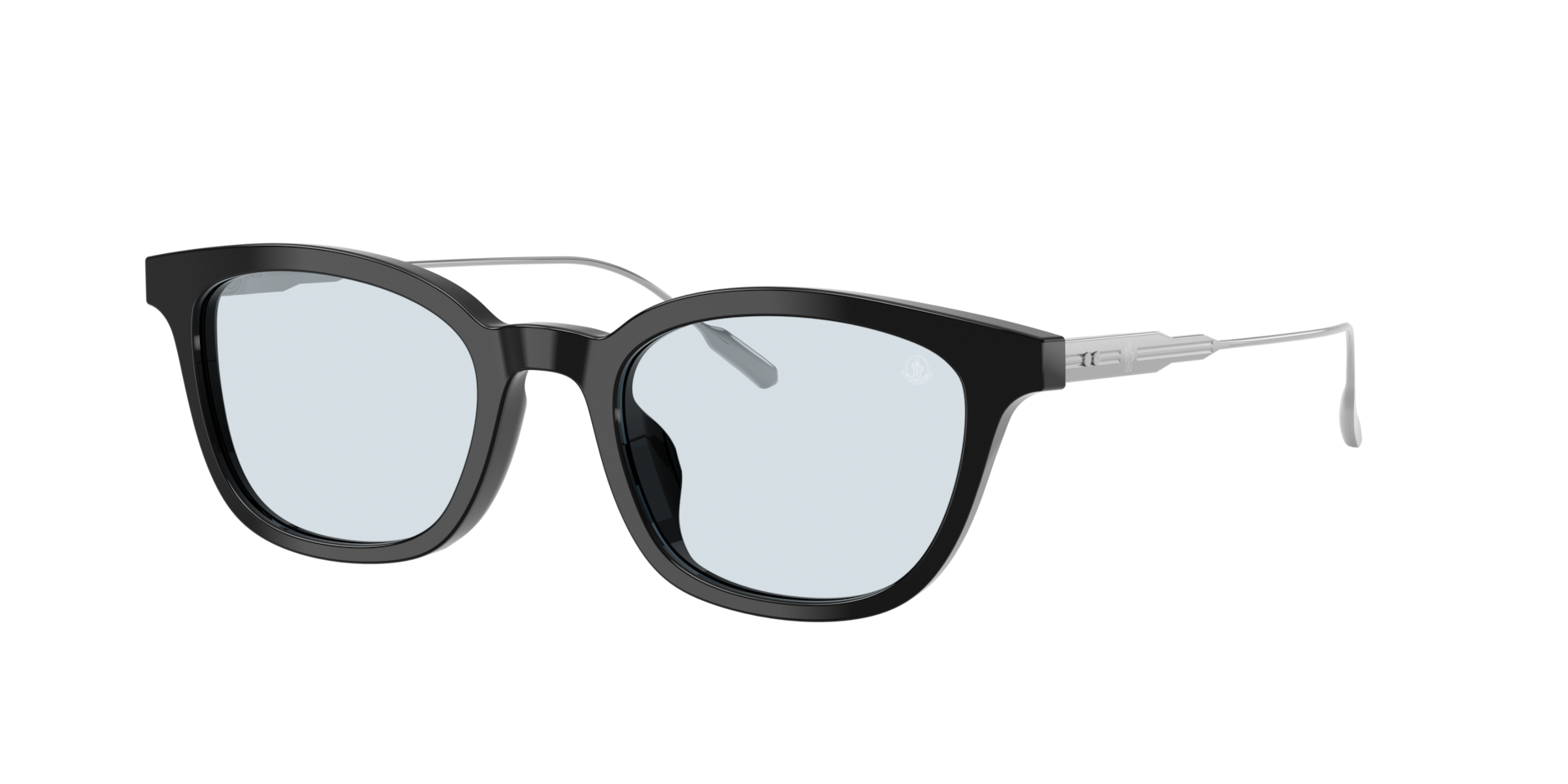 Moncler Unisex Sunglass Lentis -  Frame color: Shiny Black, Lens color: Solid Light Blue