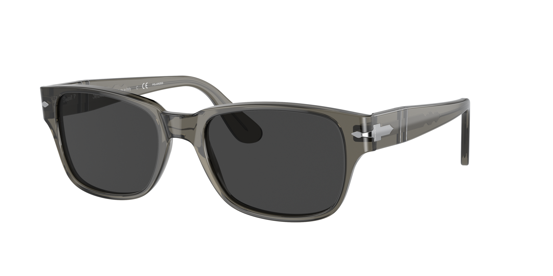 Persol Homme Sunglass PO3288S - Couleur du Monture Gris taupe transparent Couleur de Lentille Polaris Noir 135 €