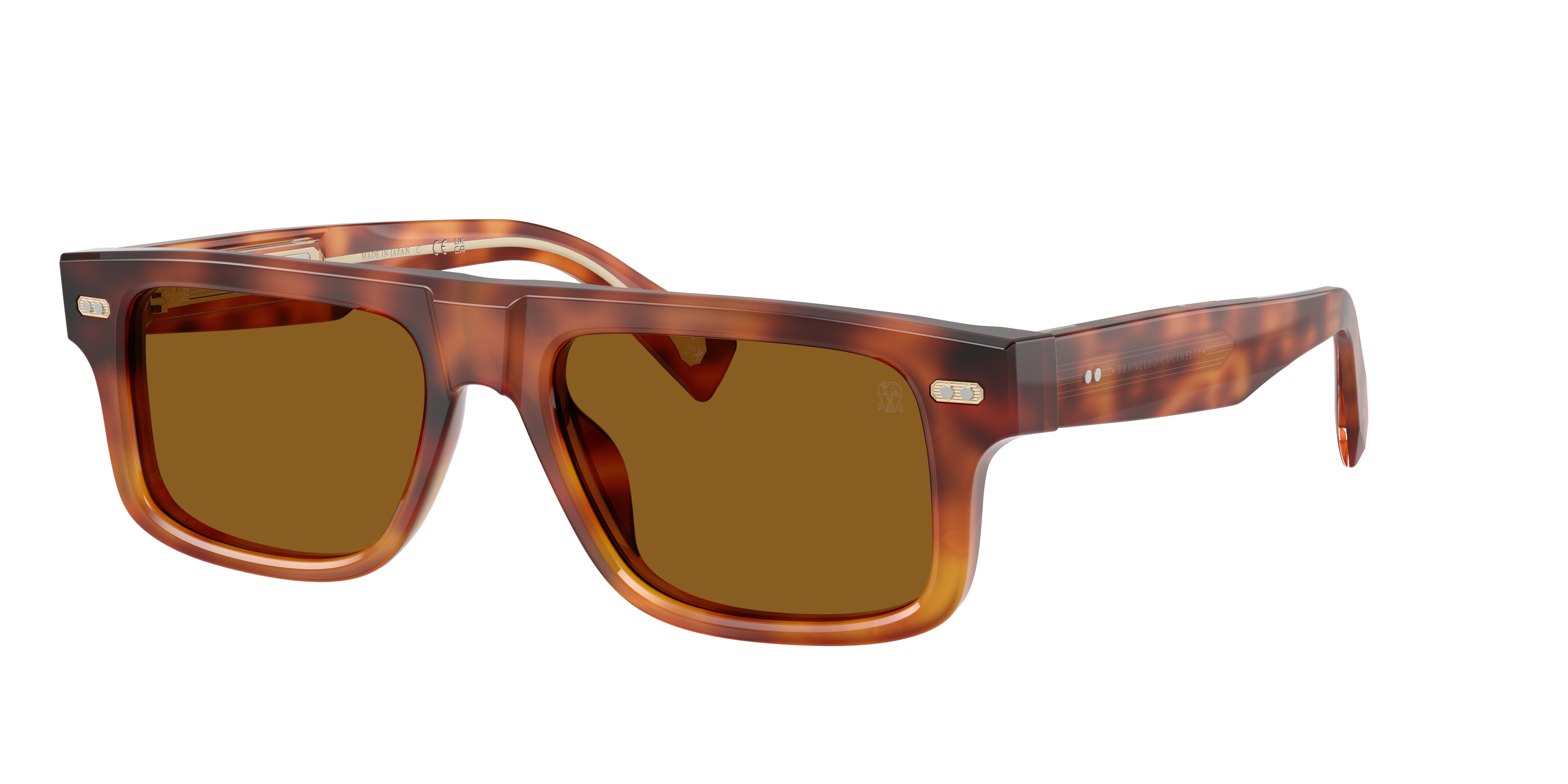 Brunello Cucinelli Man Sunglass BC4028S -  Frame color: Havana Fiamma, Lens color: Terracotta