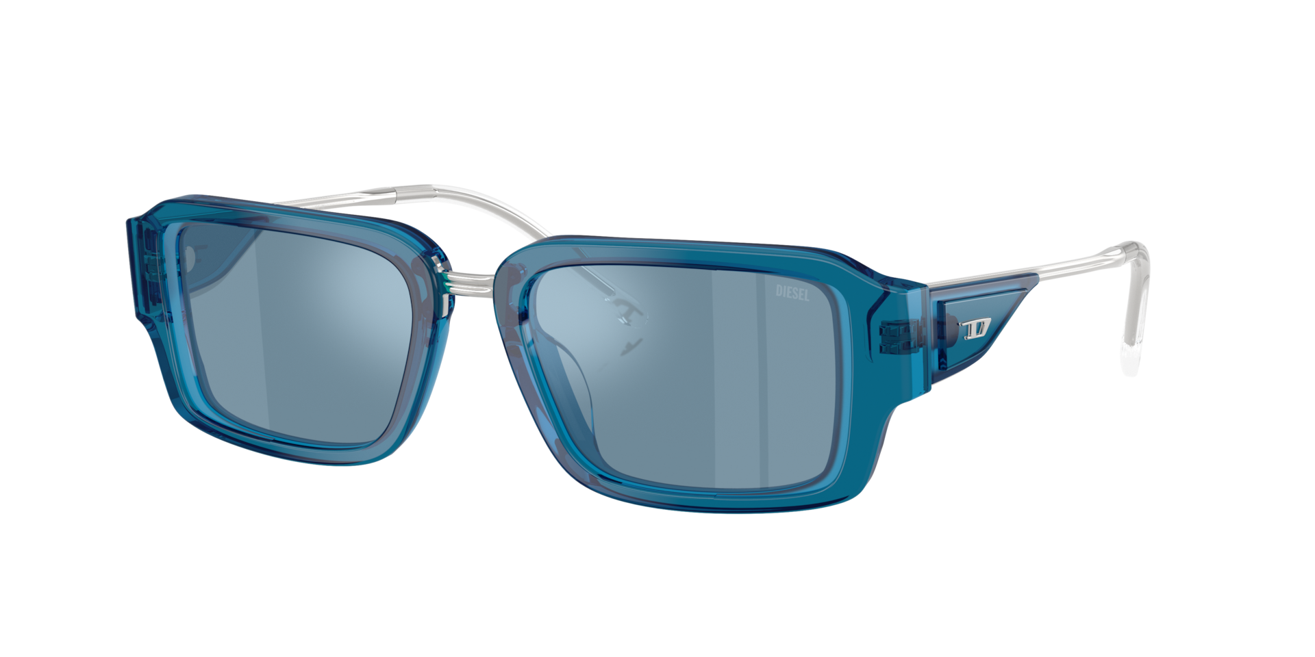 Diesel Unisex Sunglass DL2016U - Frame color: Transparent Blue, Lens color: Light Blue Mirror Silver