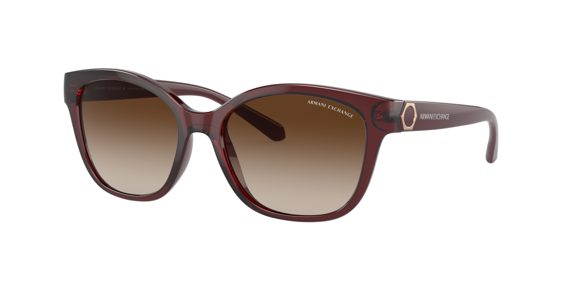 Armani Exchange Woman Sunglass AX4127S - Frame color: Shiny Transparent Red, Lens color: Gradient Brown