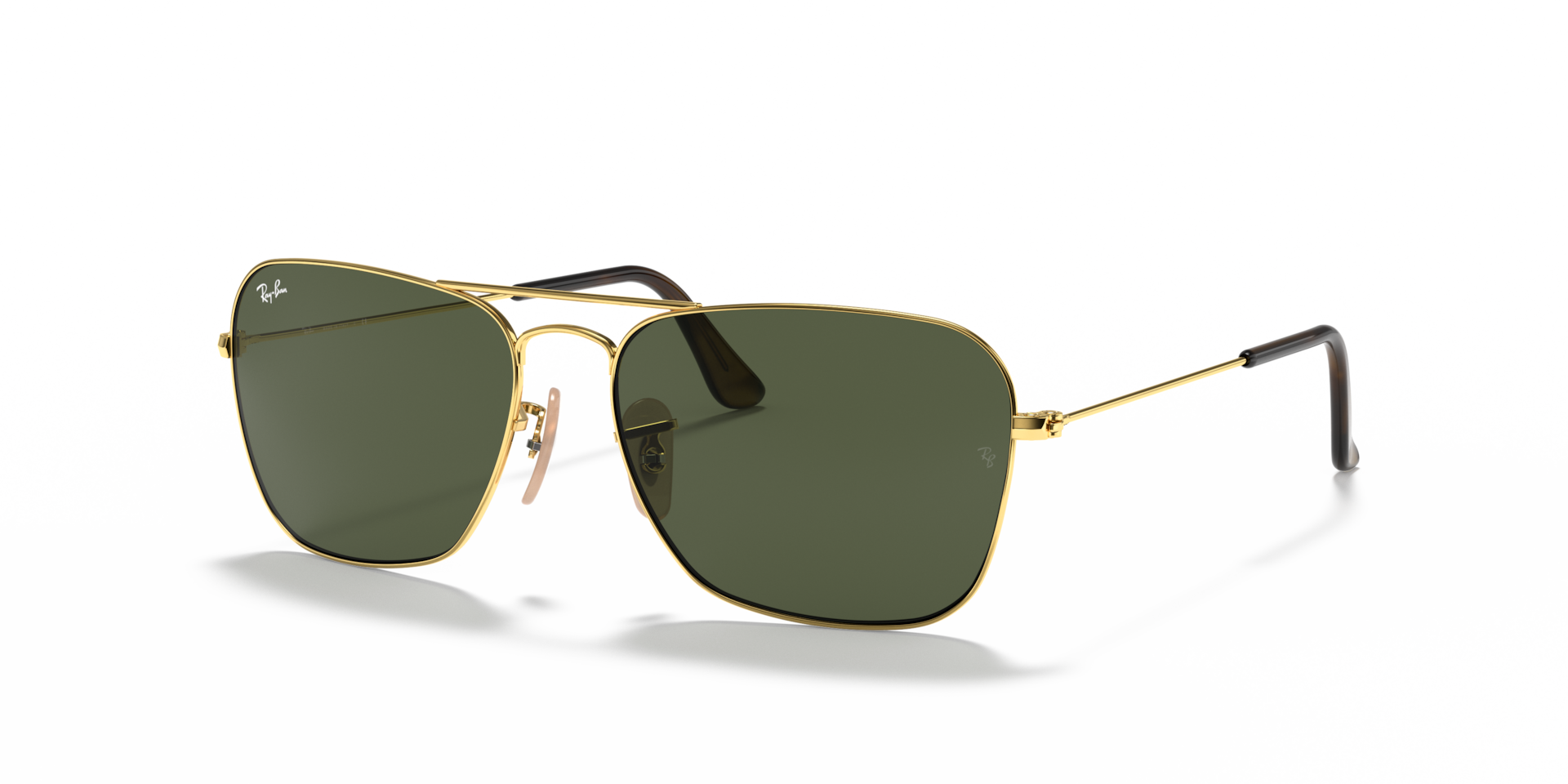 Ray-Ban Caravan XL (58 - 15) with Green lenses and Gold frame