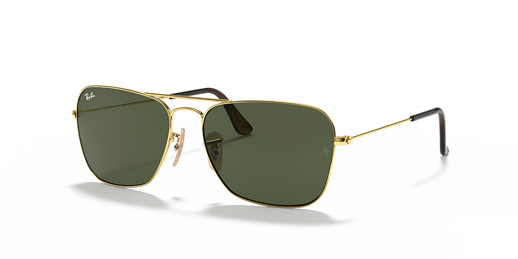 Ray-Ban Caravan XL (58 - 15) with Green lenses and Gold frame