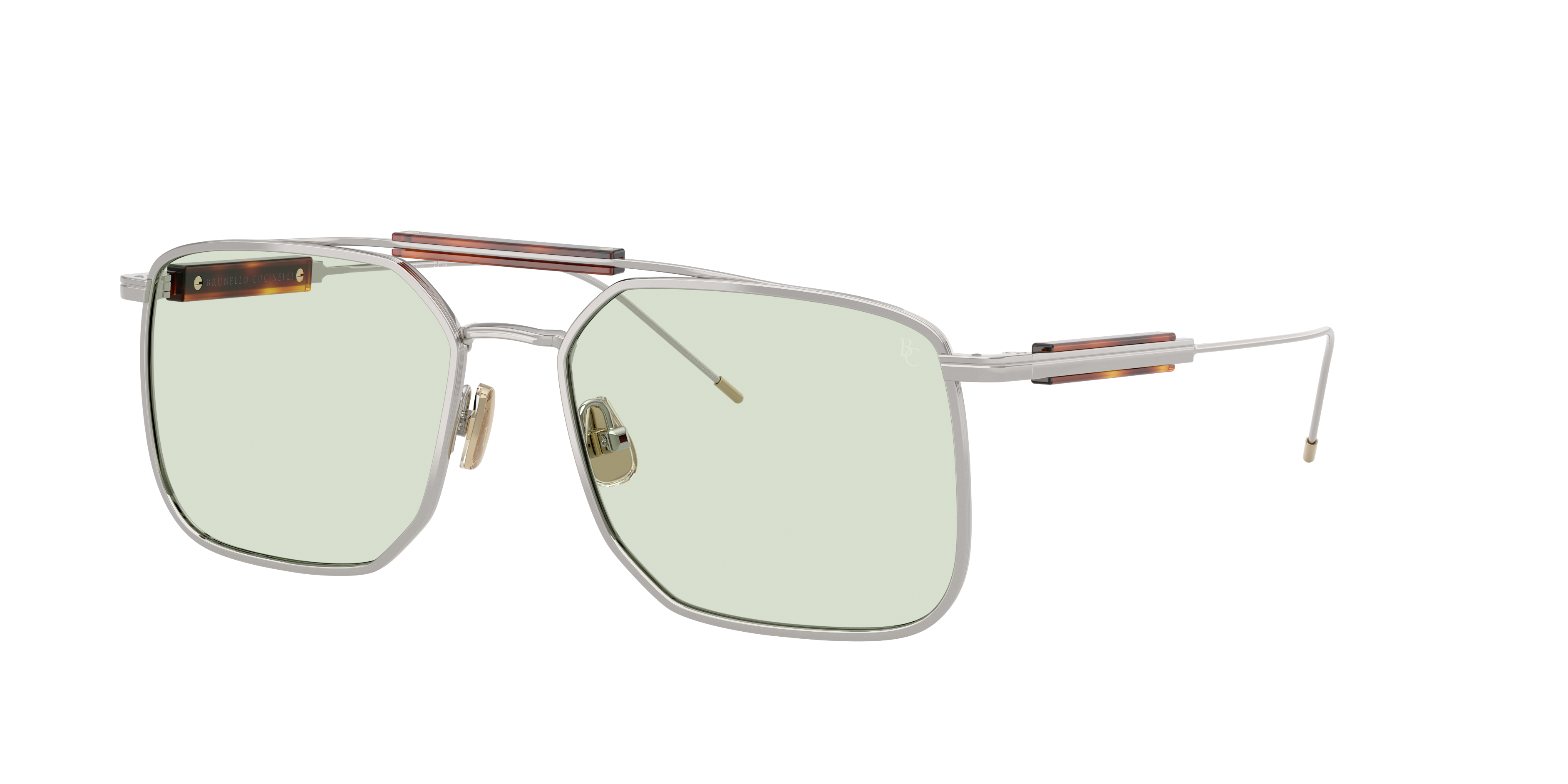 Brunello Cucinelli Man Sunglass BC2005ST -  Frame color: Silver, Lens color: Transition Green