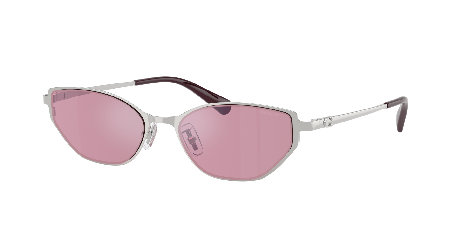 Coach Frau Sunglass CFU22 - Rahmenfarbe: Silber glänzend, Linsenfarbe: Rose Flash