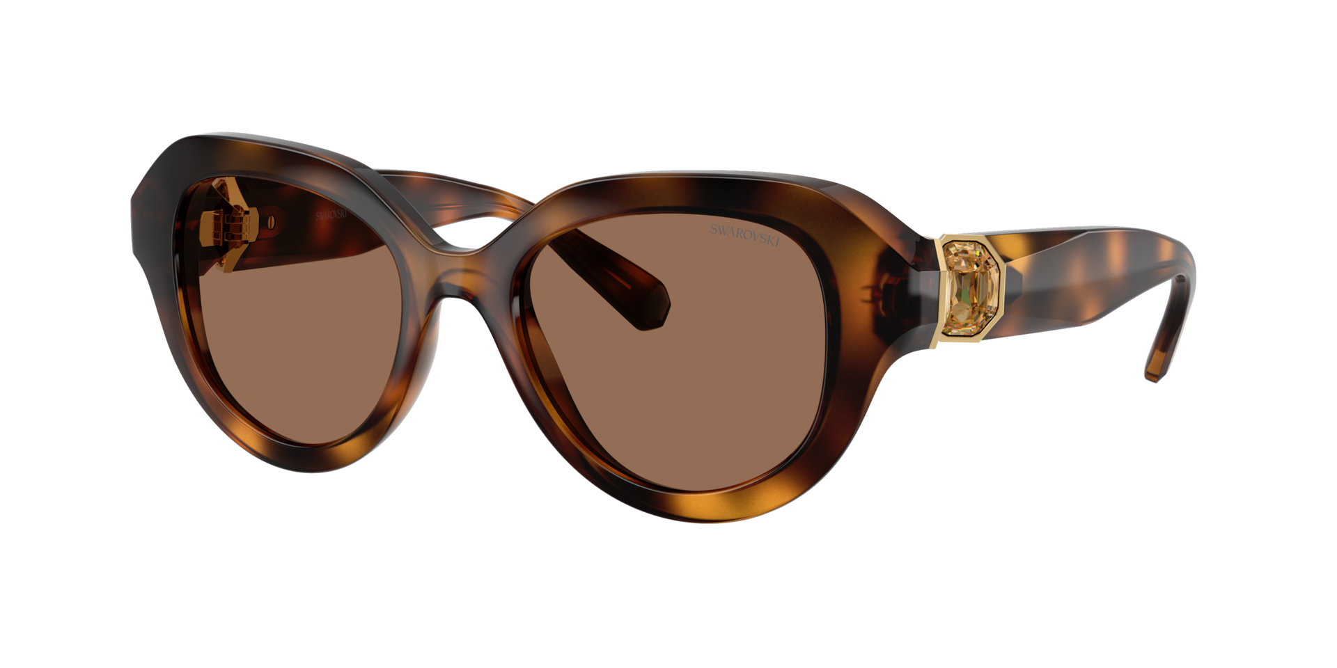 Swarovski Brown Woman Sk6037 100273 Sunglasses Injected Turtle Round Normal - Image 2