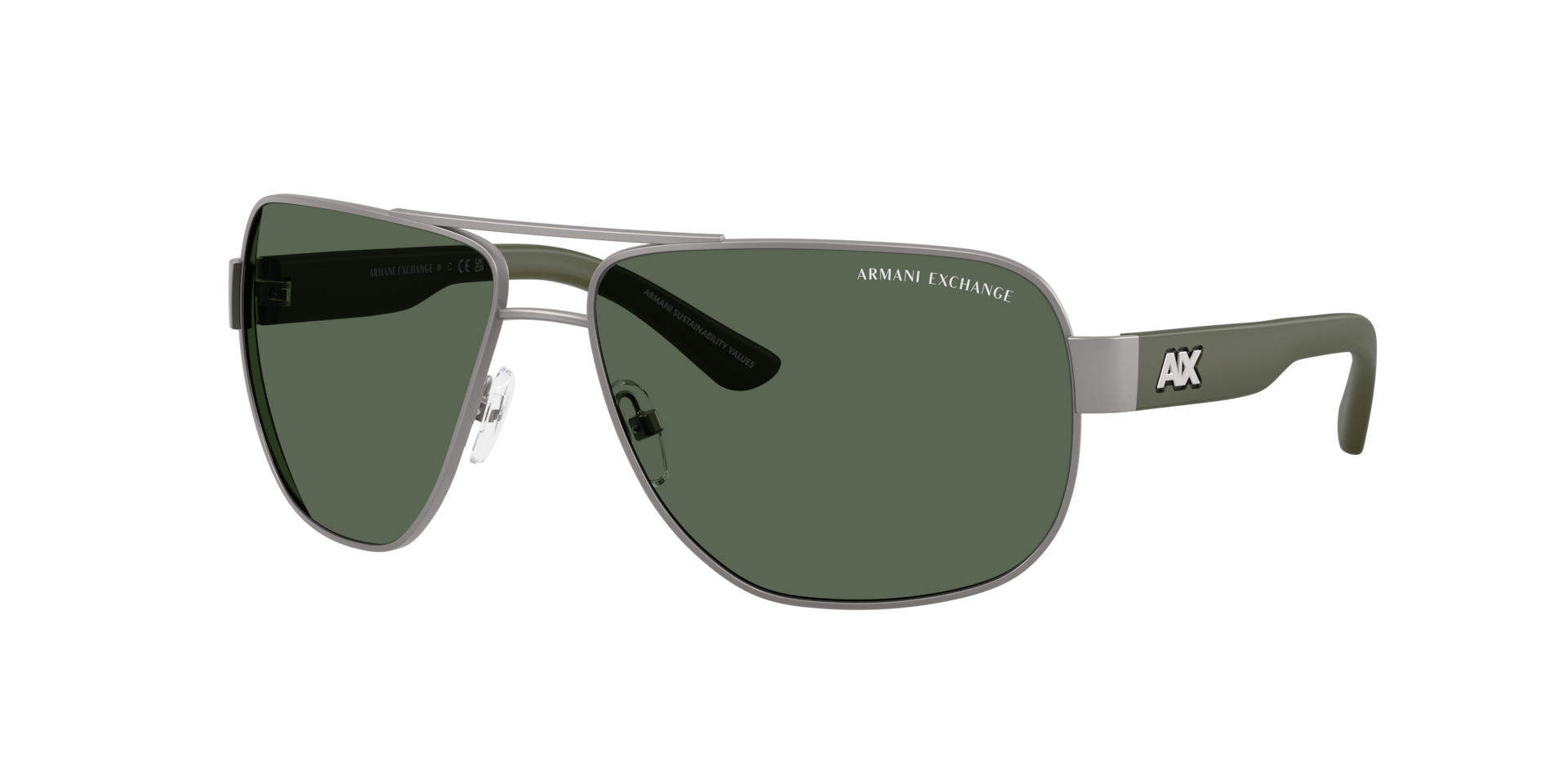 Armani Exchange Homme Sunglass AX2012S - Couleur du Monture Gunmetal mat Couleur de Lentille Vert fonc 99 €