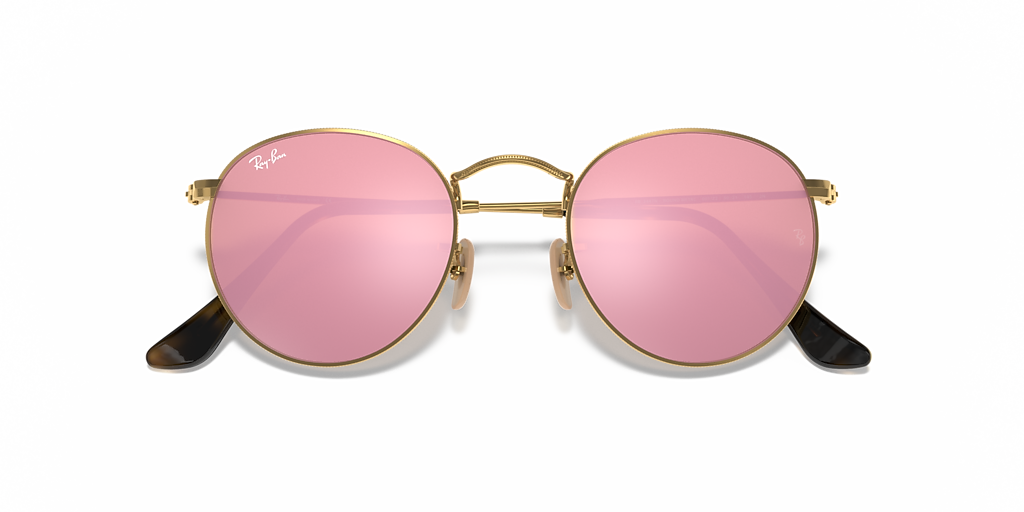 Ray-Ban Round Flat Lenses S (50 - 21) with Brown lenses and Gold