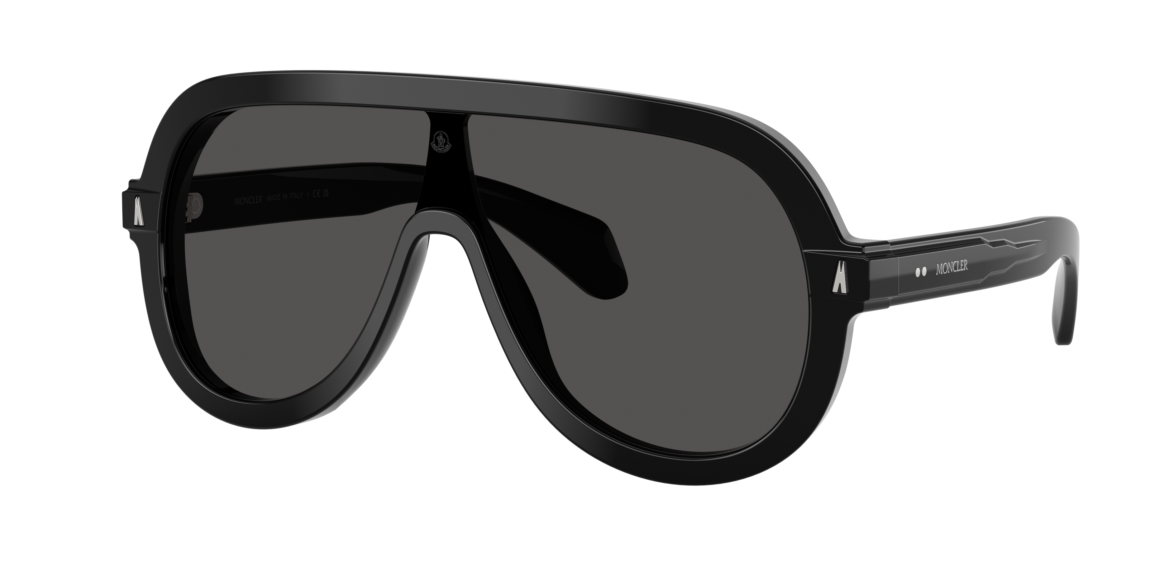 Moncler Unisex Sunglass ME6021U Sunsette -  Frame color: Shiny Black, Lens color: Solid Dark Grey