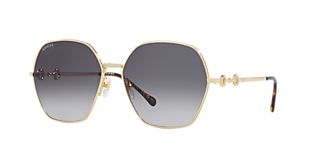 Gucci GG0879S XXS (61 - 18) com Lentes Marrom e Armação Ouro