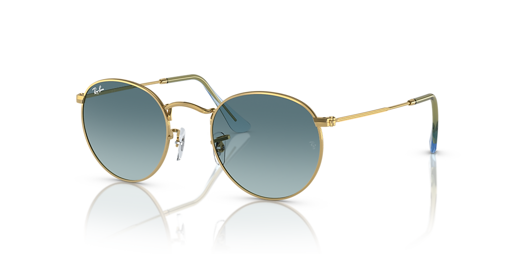 Ray-Ban Round Metal XS (47 - 21) with Blue lenses and Gold frame