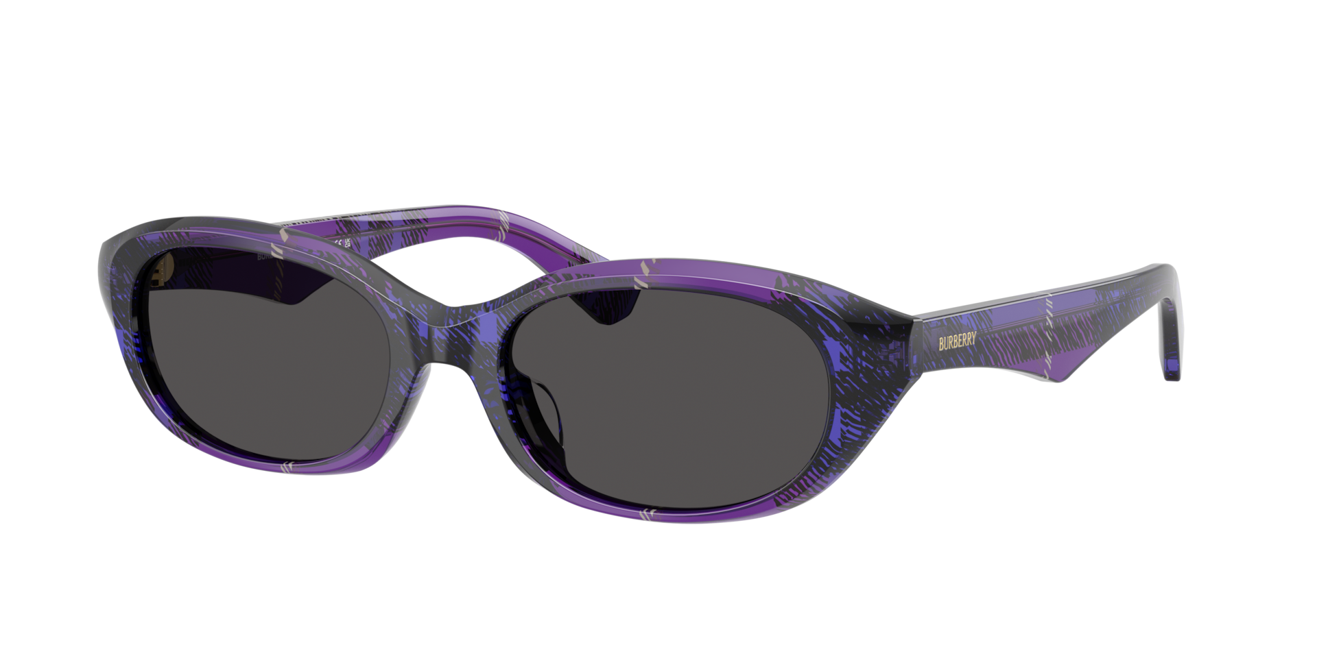 Burberry Woman Sunglass BE4447D -  Frame color: Check Violet, Lens color: Dark Grey