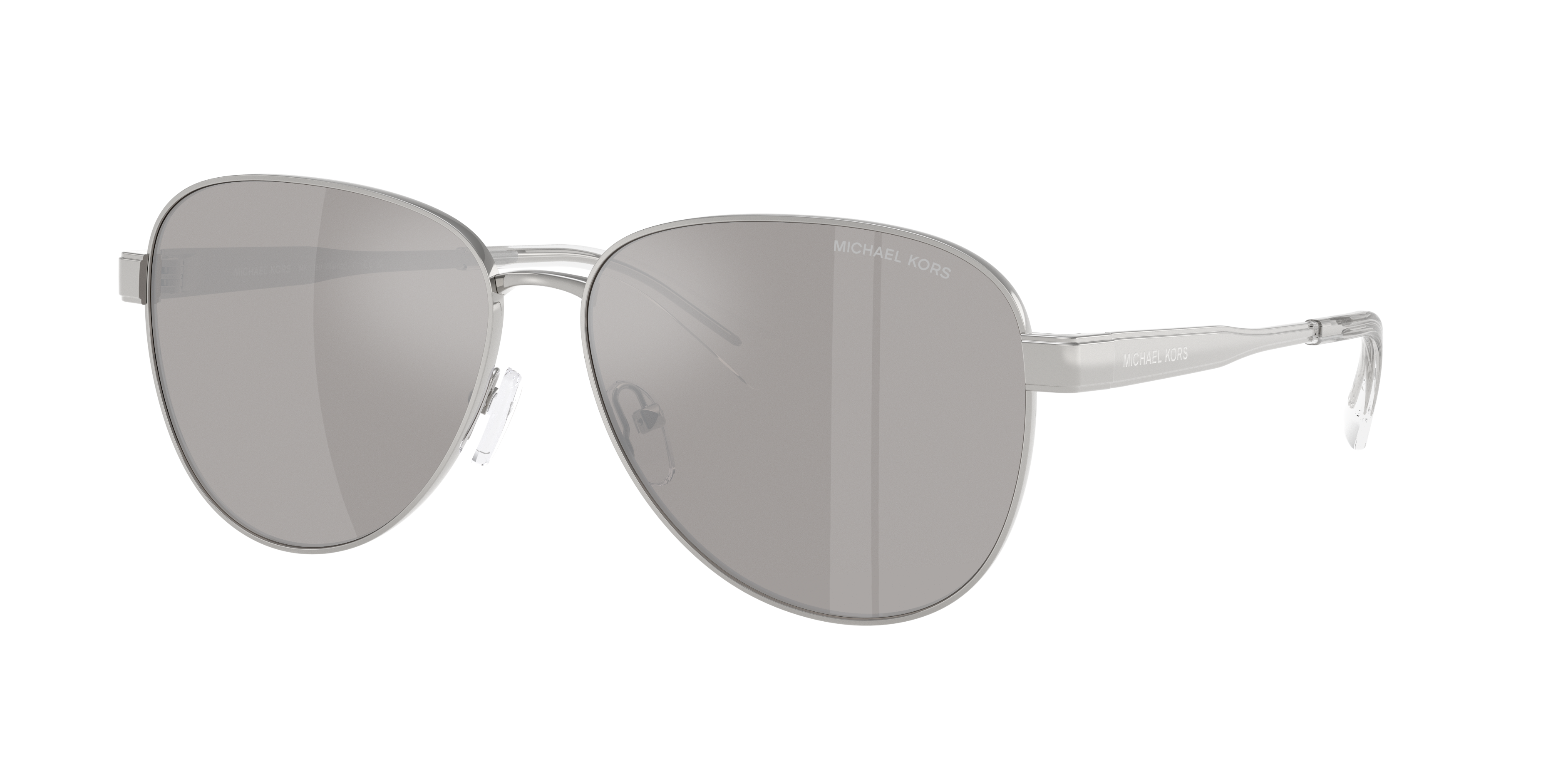 Michael Kors Woman Sunglass Biarritz -  Frame color: Silver, Lens color: Silver Mirror