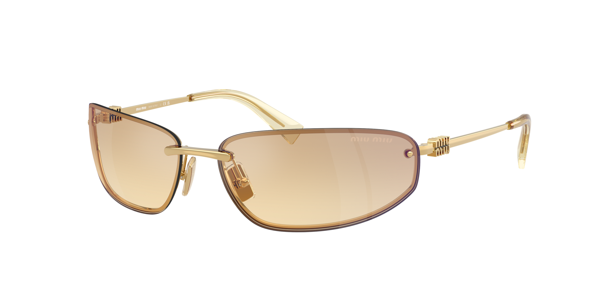 Miu Miu Femme Sunglass MU A50S - Couleur du Monture Or Couleur de Lentille Yellow Gradient Silver 301 €