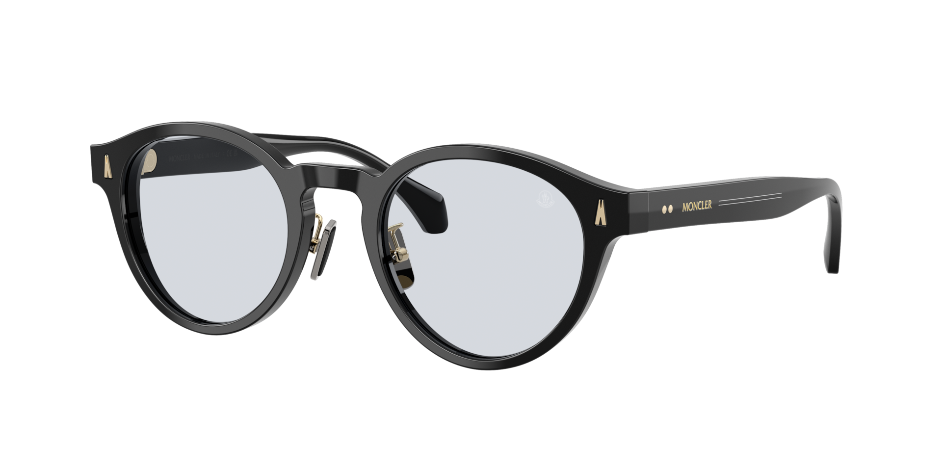 Moncler Unisex Sunglass ME6017D Ember -  Frame color: Shiny Black, Lens color: Solid Light Azure