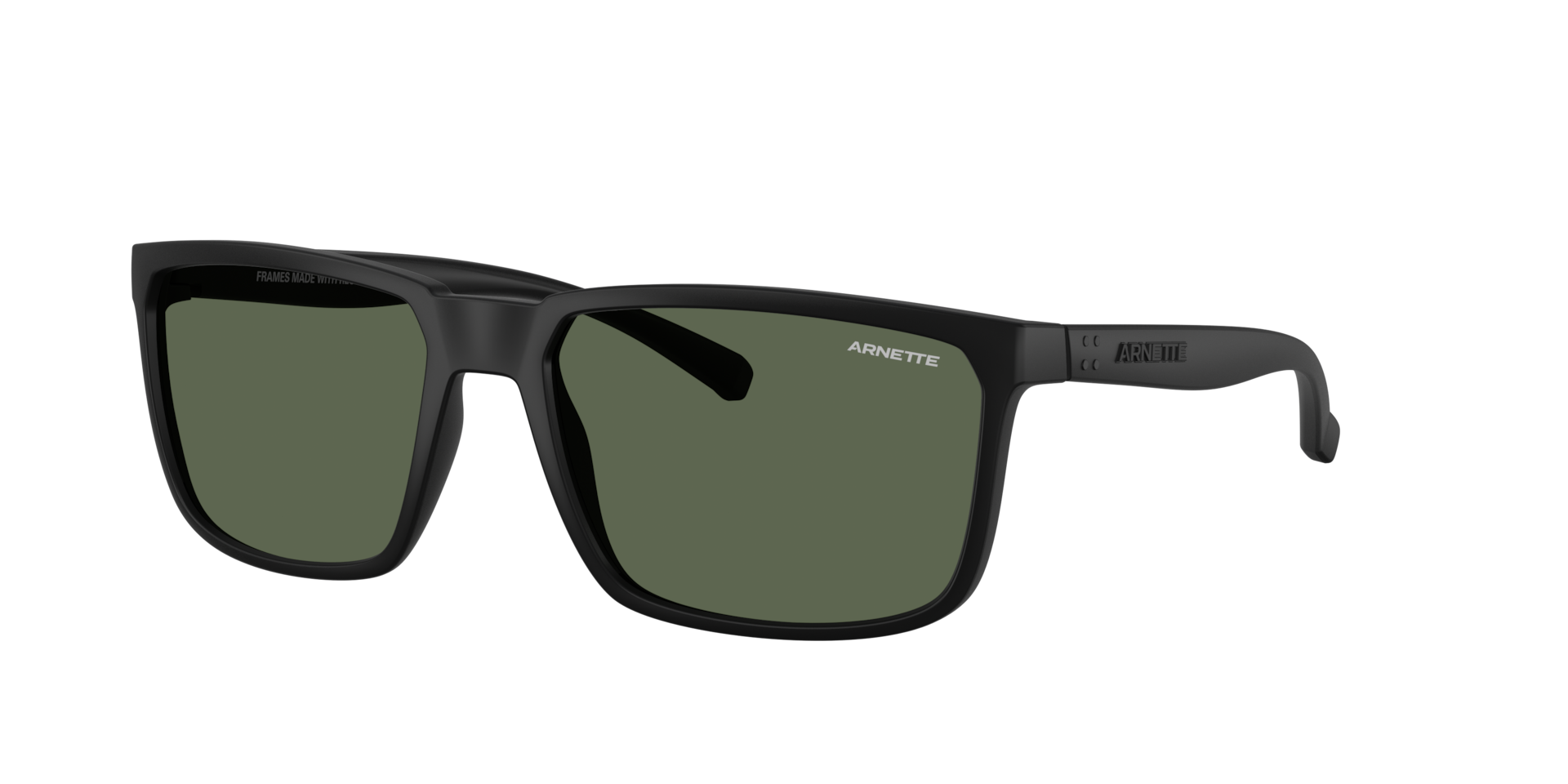 Arnette Mann Sunglass Stripe - Rahmenfarbe: Recycled Matte Black, Linsenfarbe: Dunkelgrün