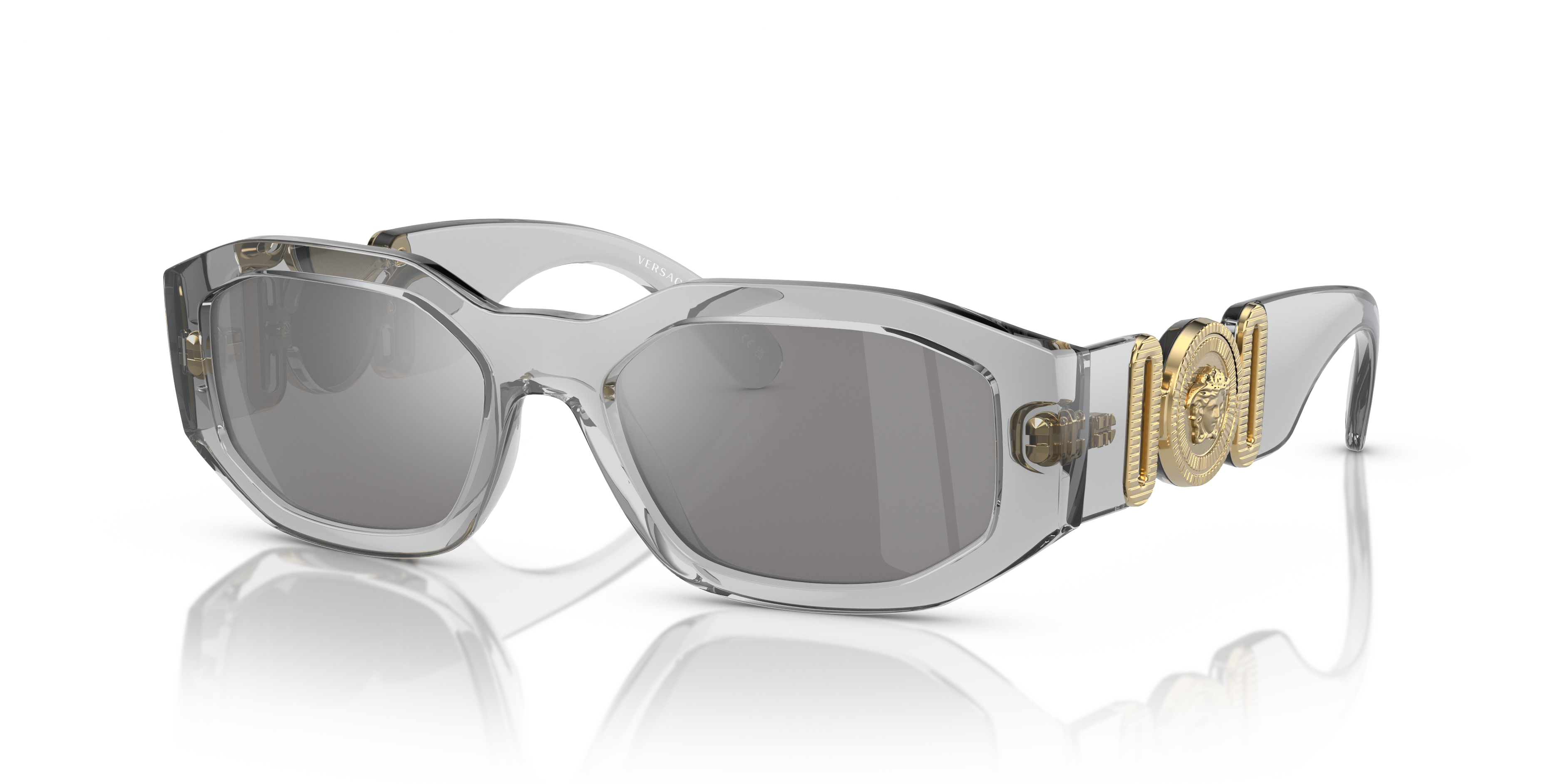 Versace Biggie M (53 - 18) com Lentes Prata e Armação Cinza