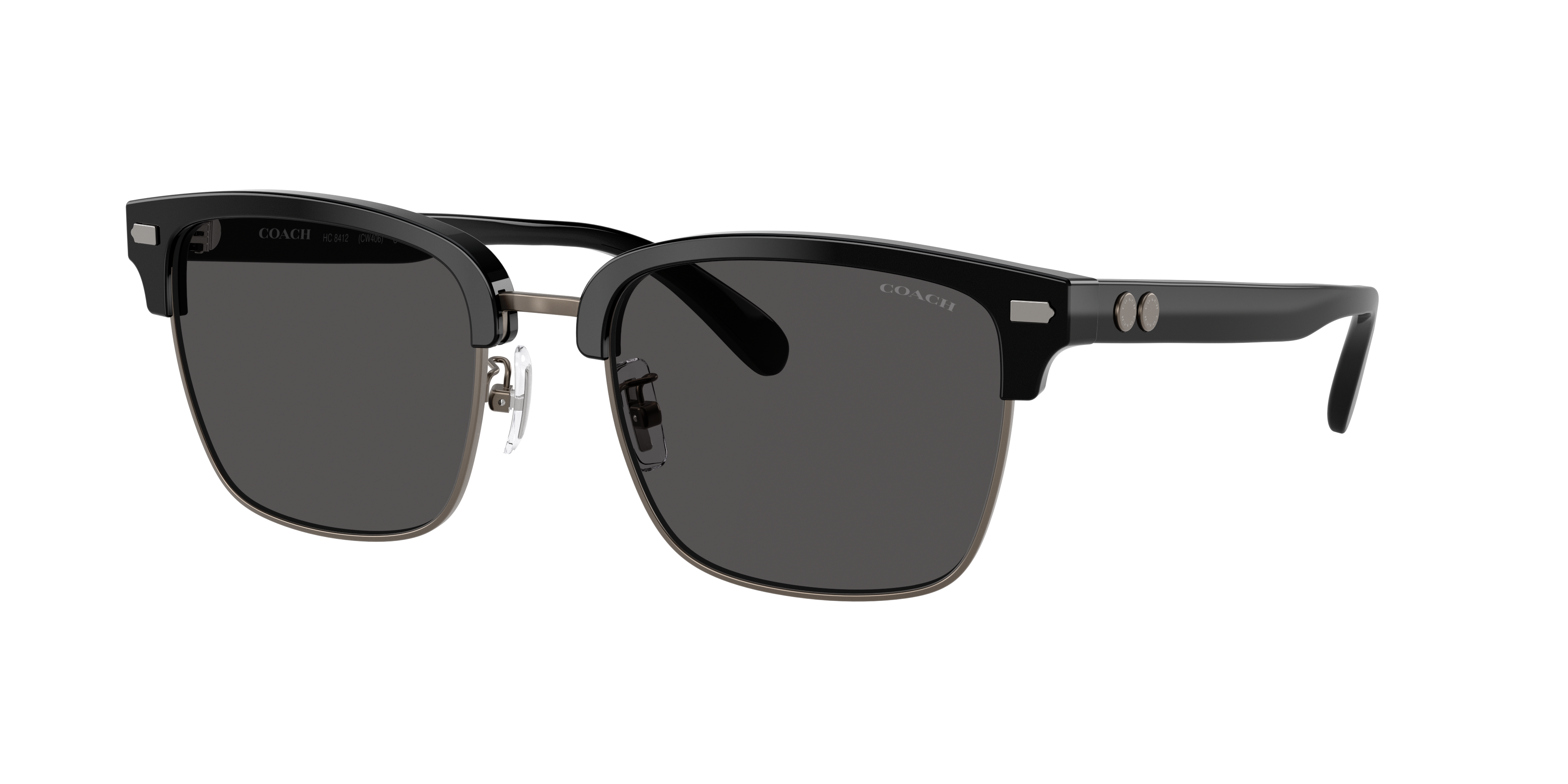 Coach Man Sunglass CW406 -  Frame color: Gunmetal/Black, Lens color: Grey Solid