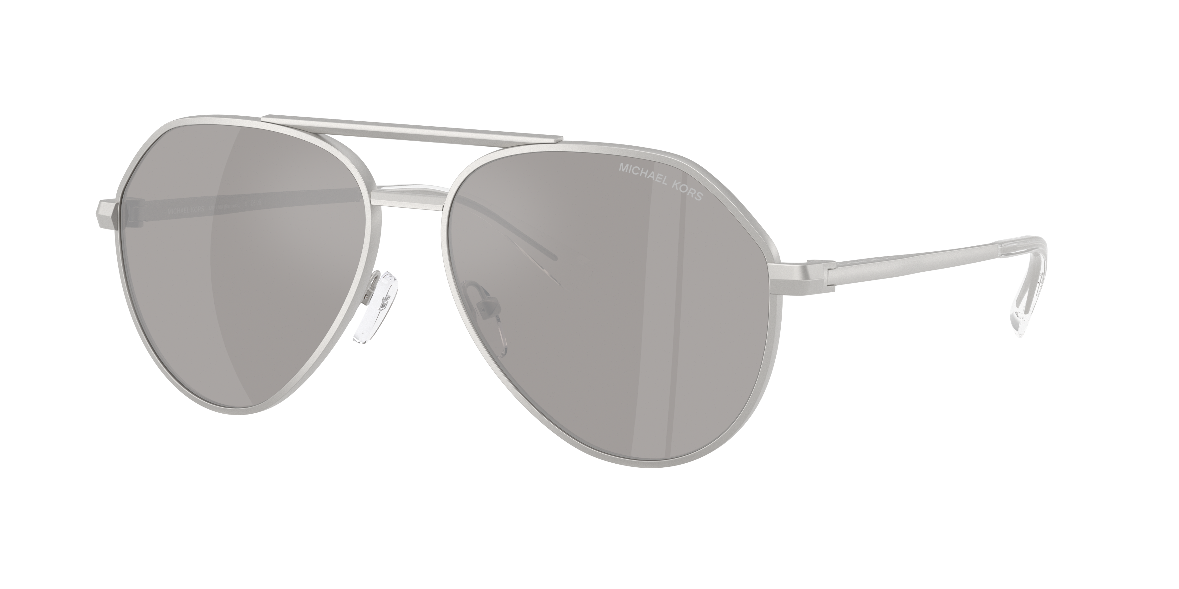 Michael Kors Man Sunglass Brentwood -  Frame color: Matte Silver, Lens color: Silver Mirror