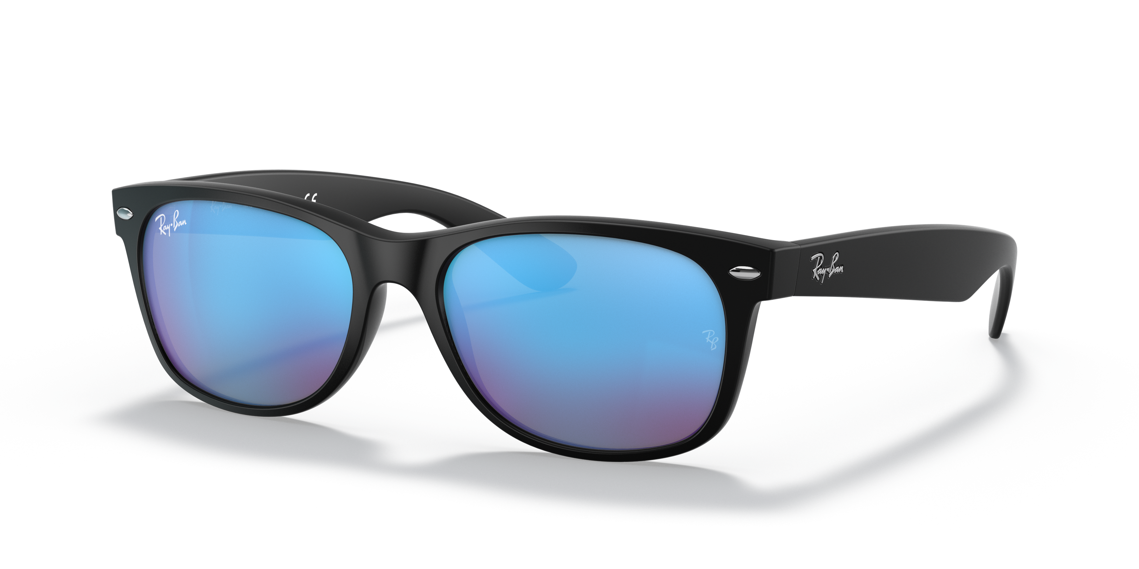 Ray-Ban New Wayfarer Flash M (55 - 18) with Blue lenses and Black