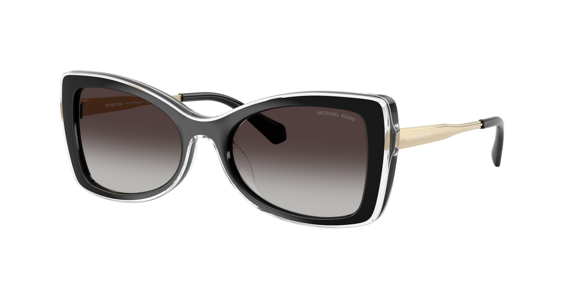 Michael Kors Femme Sunglass Malaga - Couleur du Monture: Noir, Couleur de Lentille: Noir dégradé Gris clair