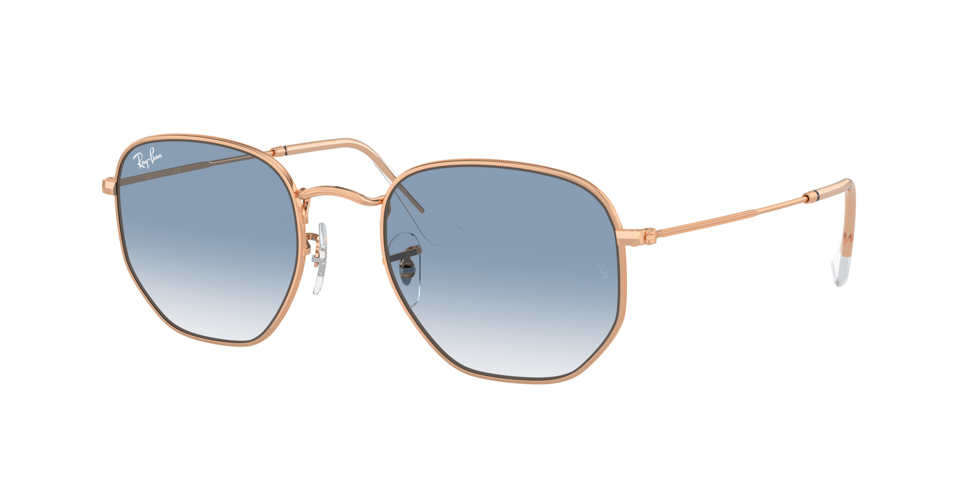 Ray-Ban Unisex Sunglass Hexagonal -  Frame color: Rose Gold, Lens color: Clear & Blue
