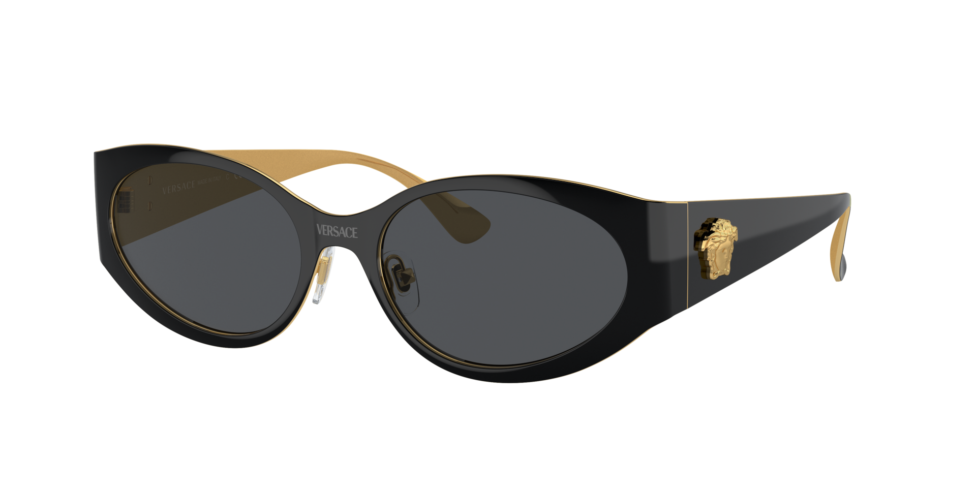 Versace Women's Black/Grey Ve2263 143387 Woman Sunglasses Metal Round Normal - Image 4
