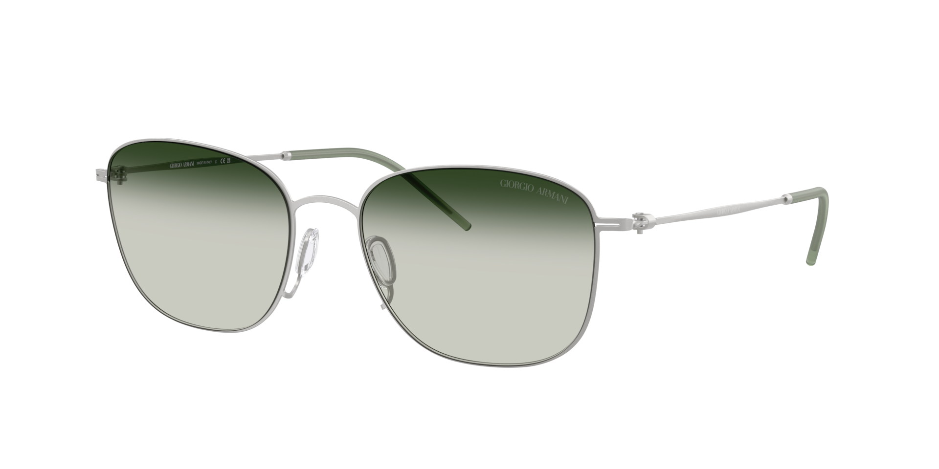 Giorgio Armani Man Sunglass AR6168 -  Frame color: Matte Silver, Lens color: Grey Gradient Green