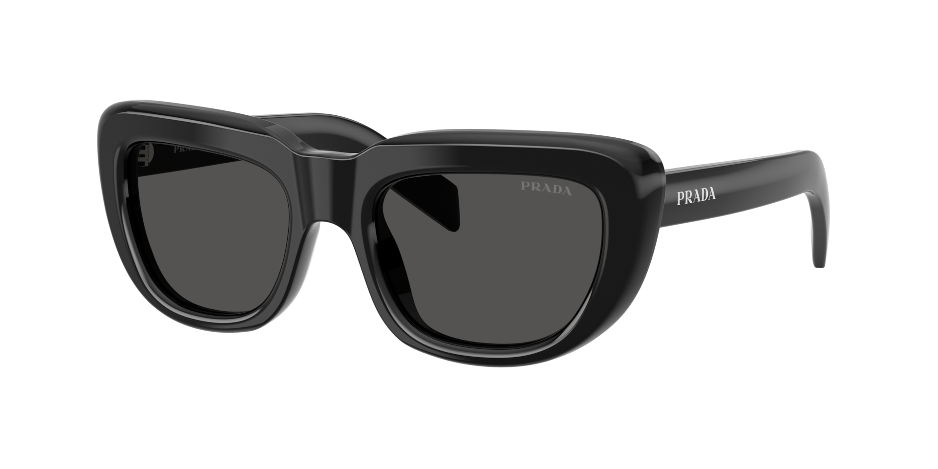 Prada Frau Sunglass PR D07S - Rahmenfarbe: Schwarz, Linsenfarbe: Dunkelgrau