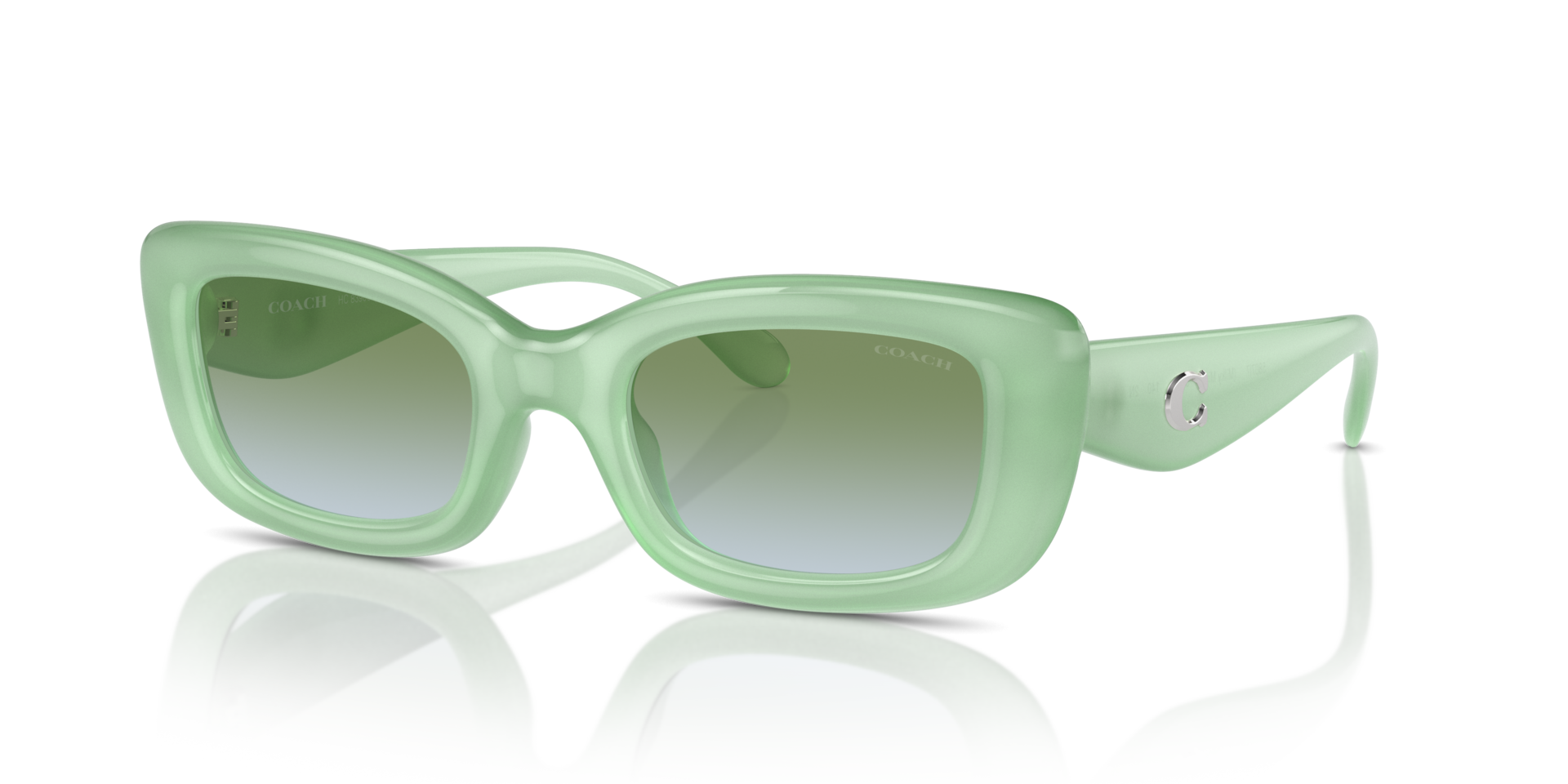 Mint Green Coach Aria Rubi Square Sunglasses Coach CBZ51 XXL (56 - 19) with Grey lenses and Copper frame  main image 4