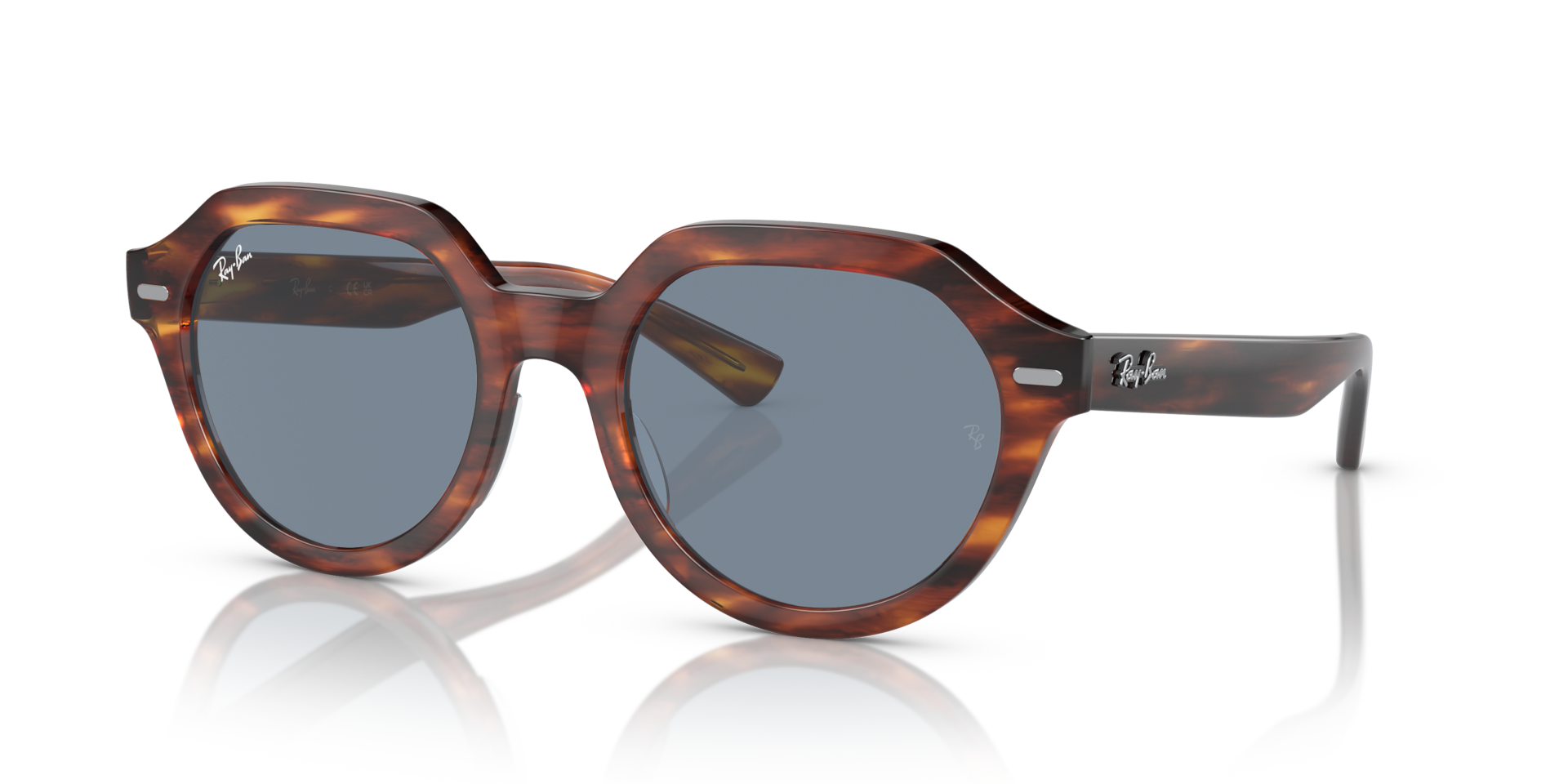 Ray-Ban Gina XL (53 - 21) with Blue lenses and Brown frame