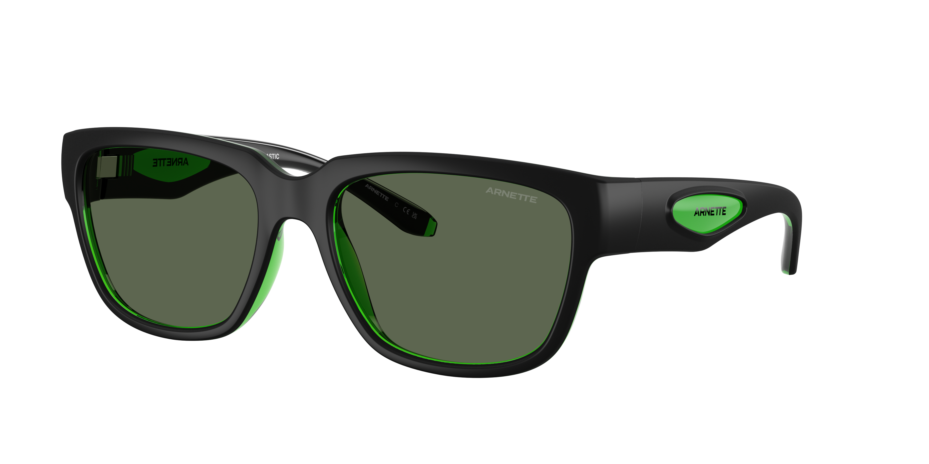Arnette Man Sunglass Bounce -  Frame color: Black/Green, Lens color: Dark Green