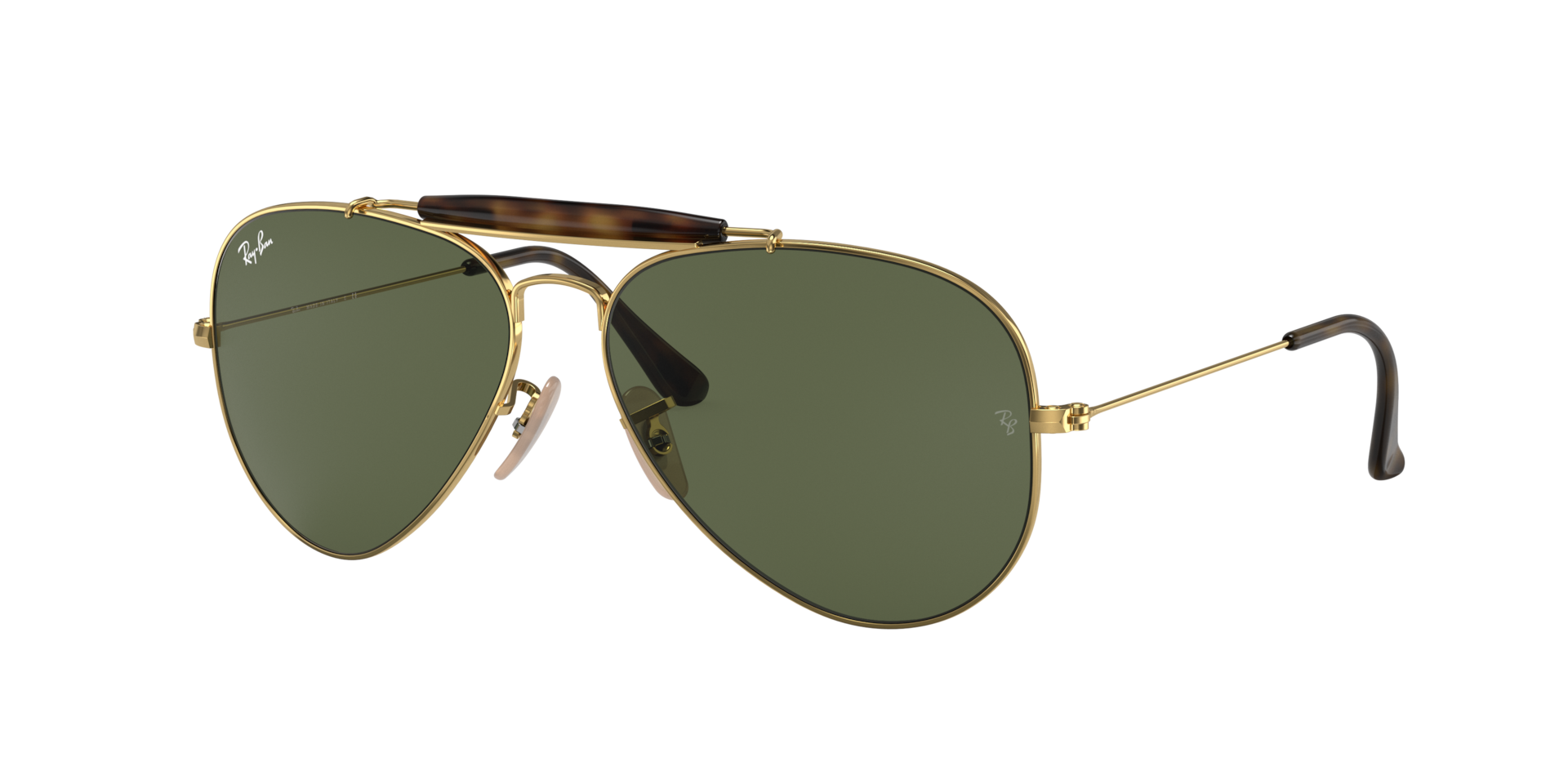 Ray-Ban Unisex Sunglass Outdoorsman Havana Collection -  Frame color: Arista Gold, Lens color: G-15 Green